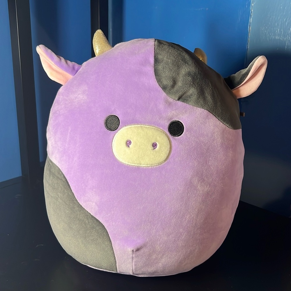Squishmallows Plush Alexie the purple and black cow 12"